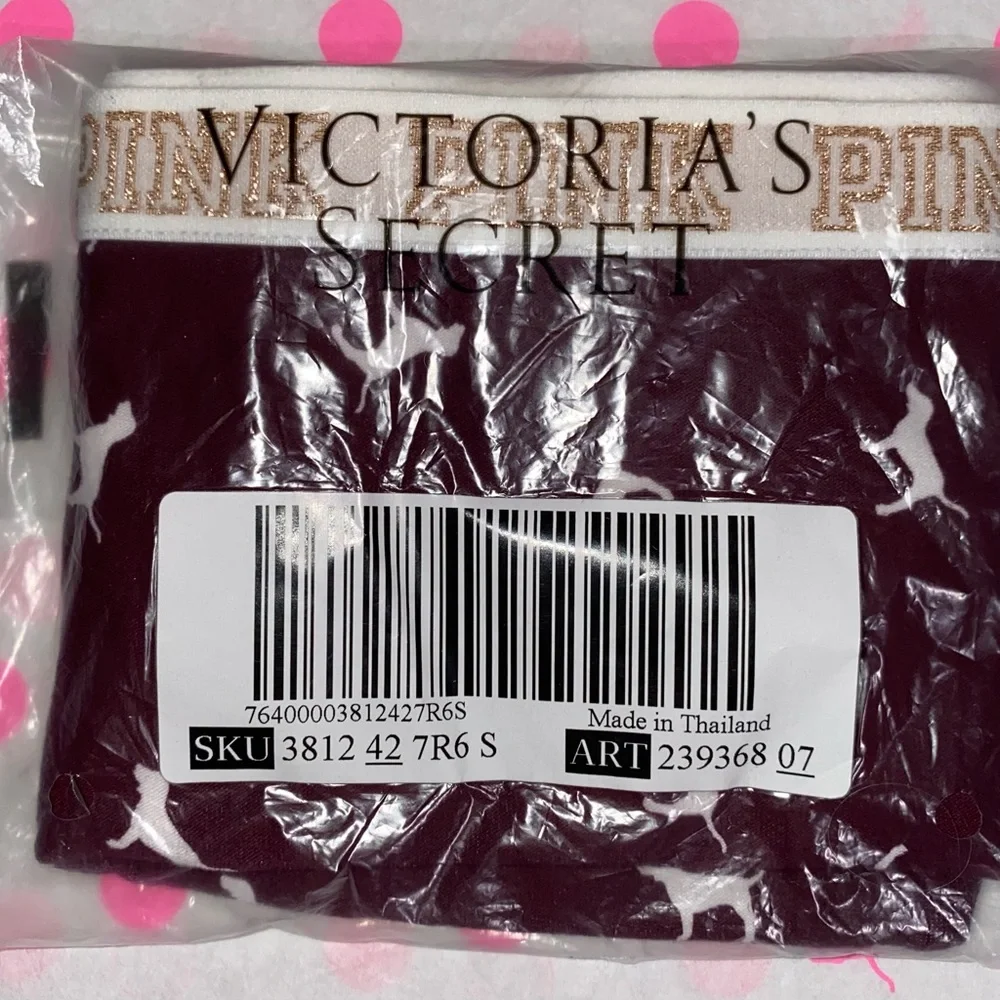 New Victoria’s Secret Pink panties PINK bling sparkle logo boyshort PINK dog